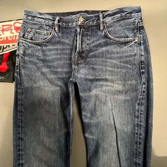 SOLD ARCHIVE 1 AllSaints Nash Iggy Fit Jeans Faded 34-36W Embroidered Denim - Picture 3 of 14